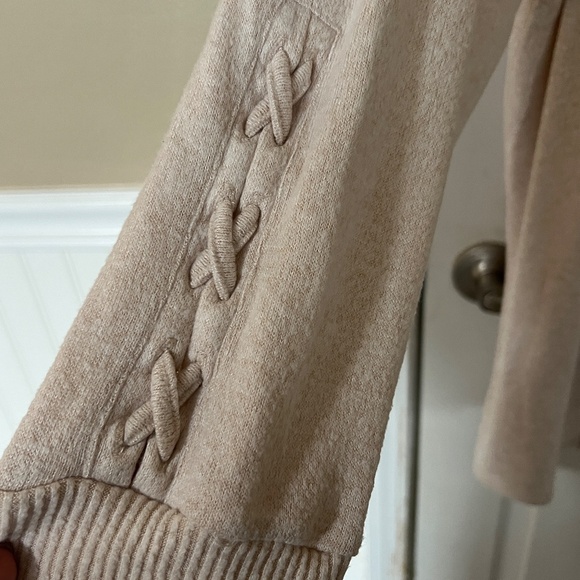 MARKET & SPRUCE Camila Brushed Knit Sleeve Detail Cardigan, 3X, Beige - Picture 3 of 6
